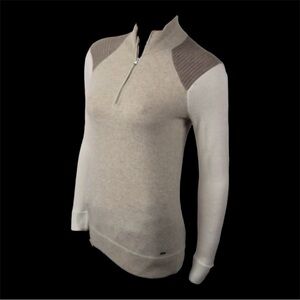 Polo Golf Ralph Lauren 100% Cashmere Cream Oatmeal Brown Half Sweater Size Small